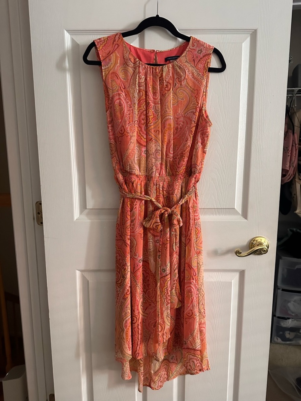 Tommy Hilfiger Coral Paisley High-Low Tie-Waist Dress